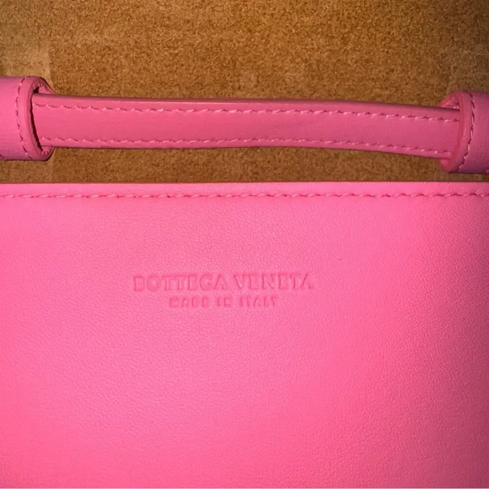 Bottega Veneta Pink Leather Crossbody Bag Suede Lining Snap Closure - Picture 9 of 10